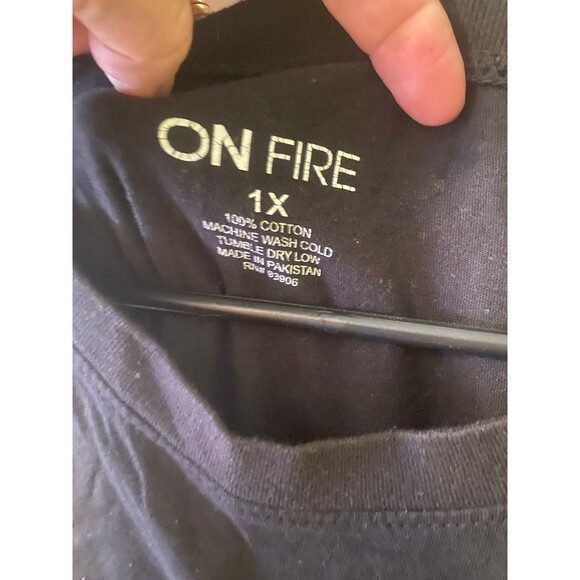 On Fire black Smiley Face Emoji Muscle Tee Tank Top plus size 1x - Picture 2 of 4